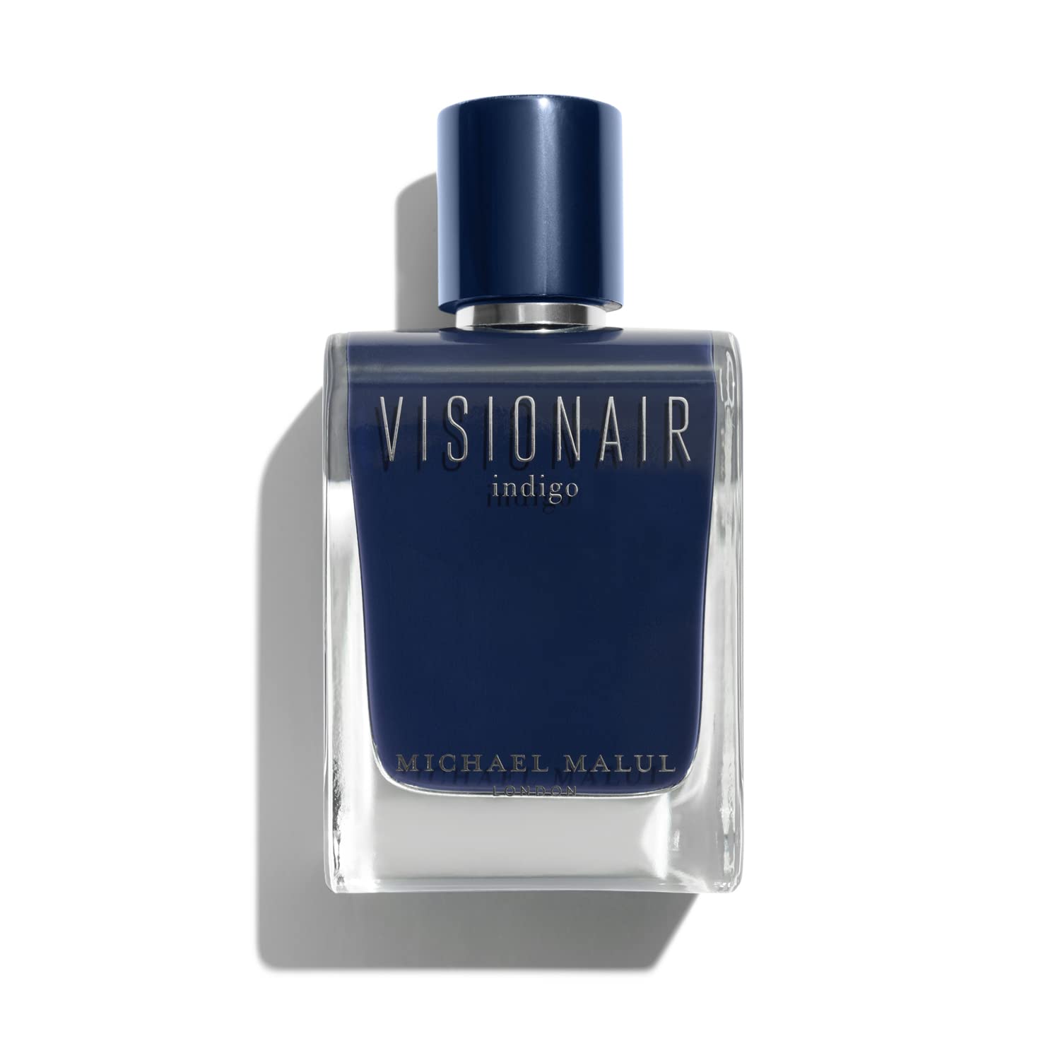 Michael Malul Visionair Indigo bottle front shows premium fragrance design