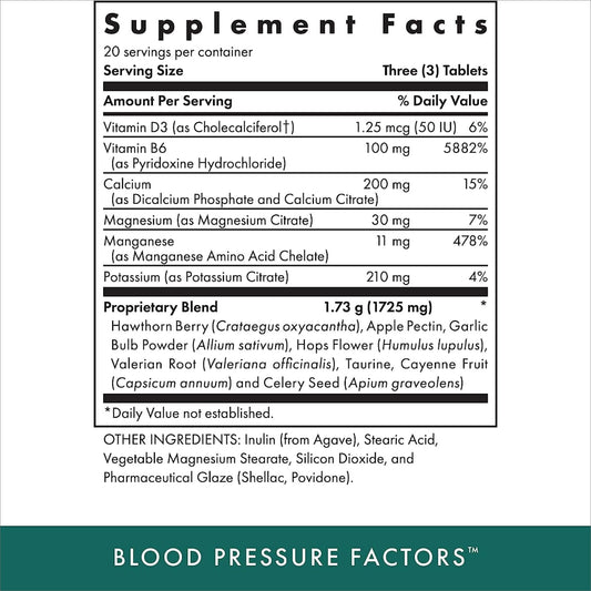 MICHAEL'S Blood Pressure Factors bottle back shows ingredients and dosage guidance