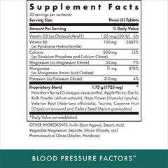 MICHAEL'S Blood Pressure Factors bottle back shows ingredients and dosage guidance