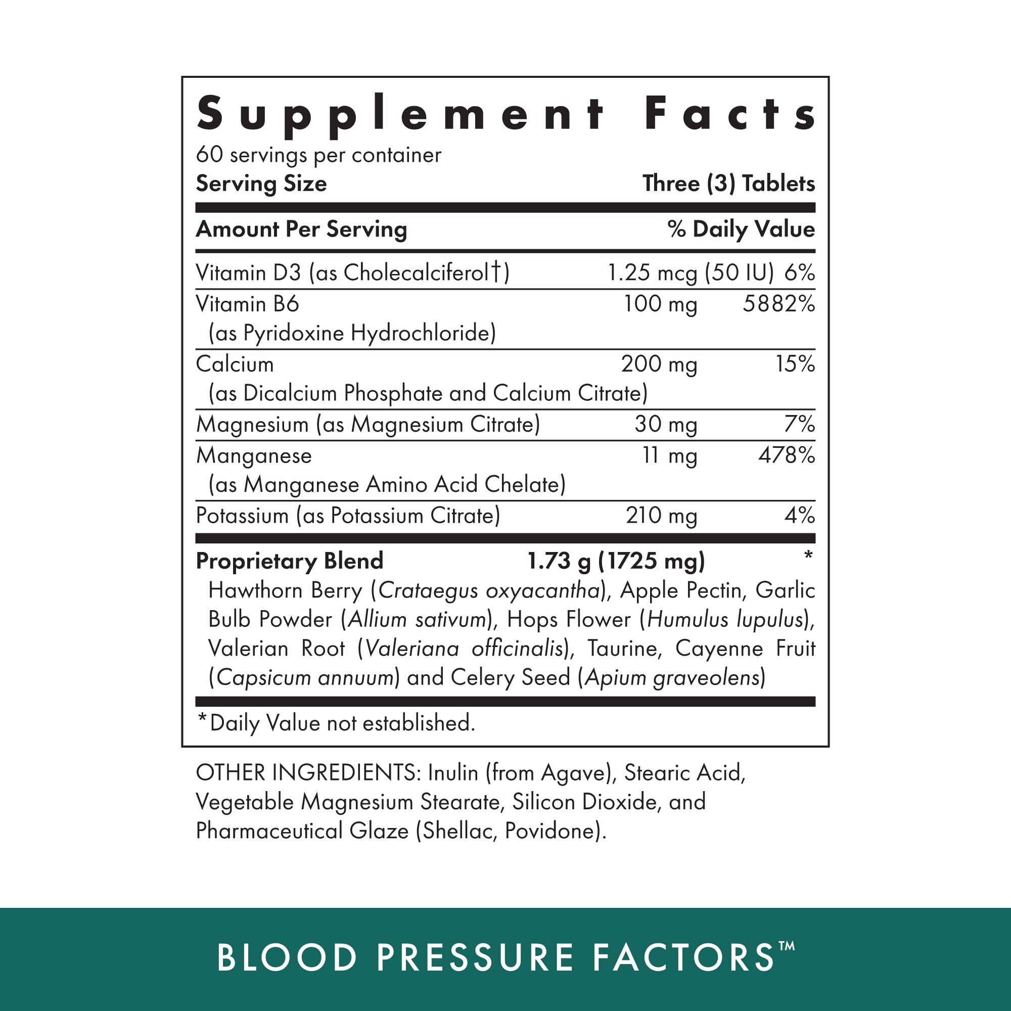 Close-up of Michael's Blood Pressure Factors vegetarian tablets