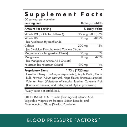 Close-up of Michael's Blood Pressure Factors vegetarian tablets