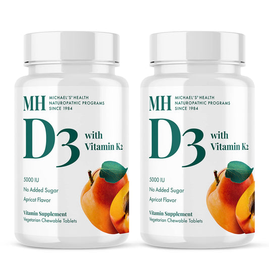 MICHAEL'S Vitamin D3 with K2 apricot chewables bottle supports bone health.