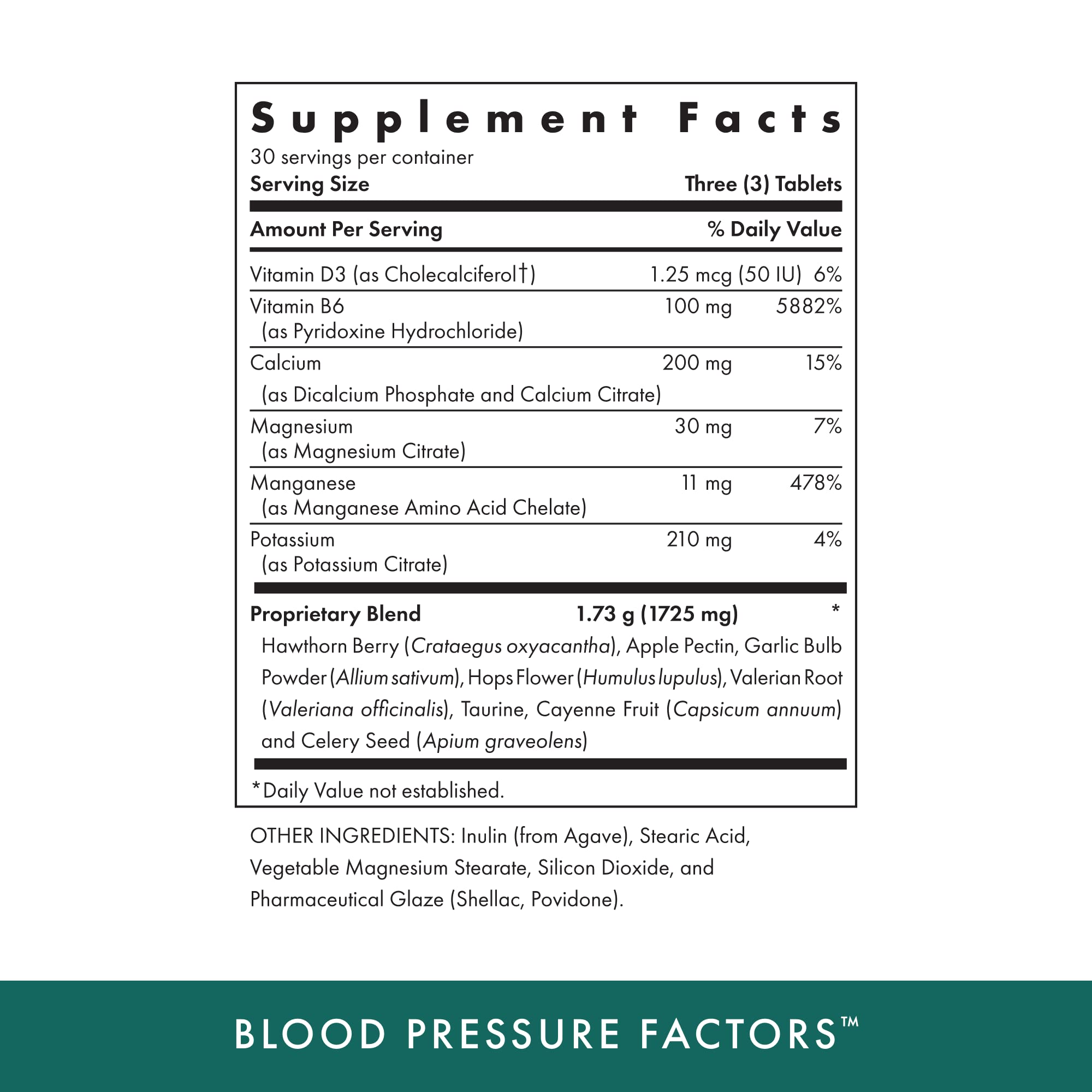 Close-up of Michael's Blood Pressure Factors vegetarian tablets