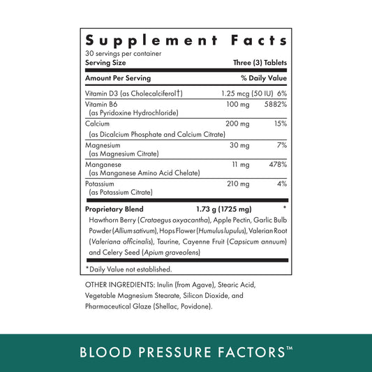 Close-up of Michael's Blood Pressure Factors vegetarian tablets