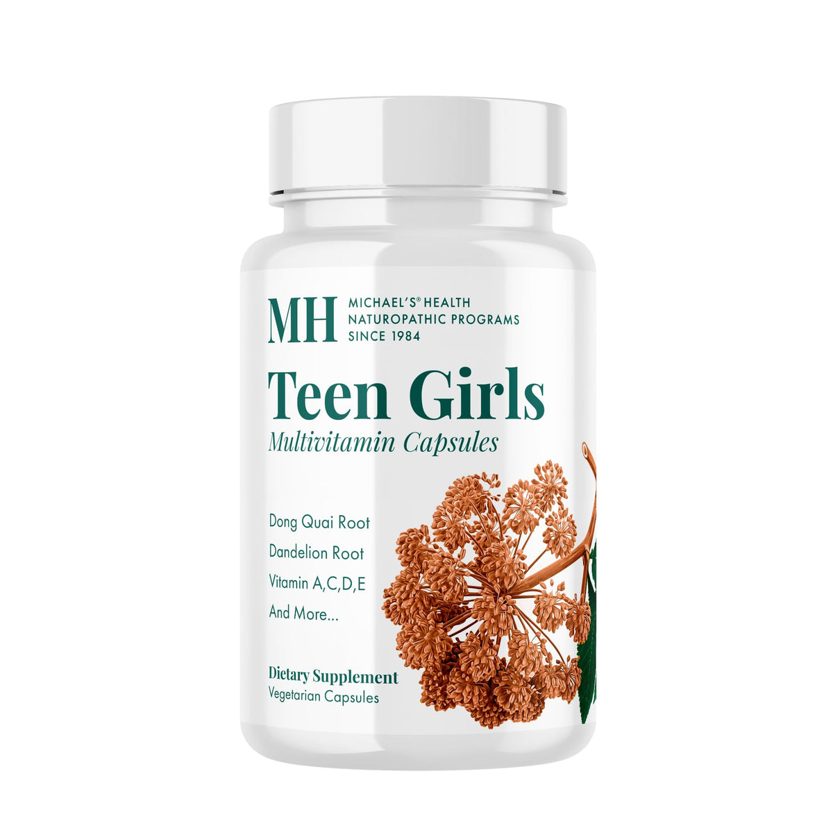 Michael's Health Naturopathic Teen Girls bottle front, supporting healthy growth.