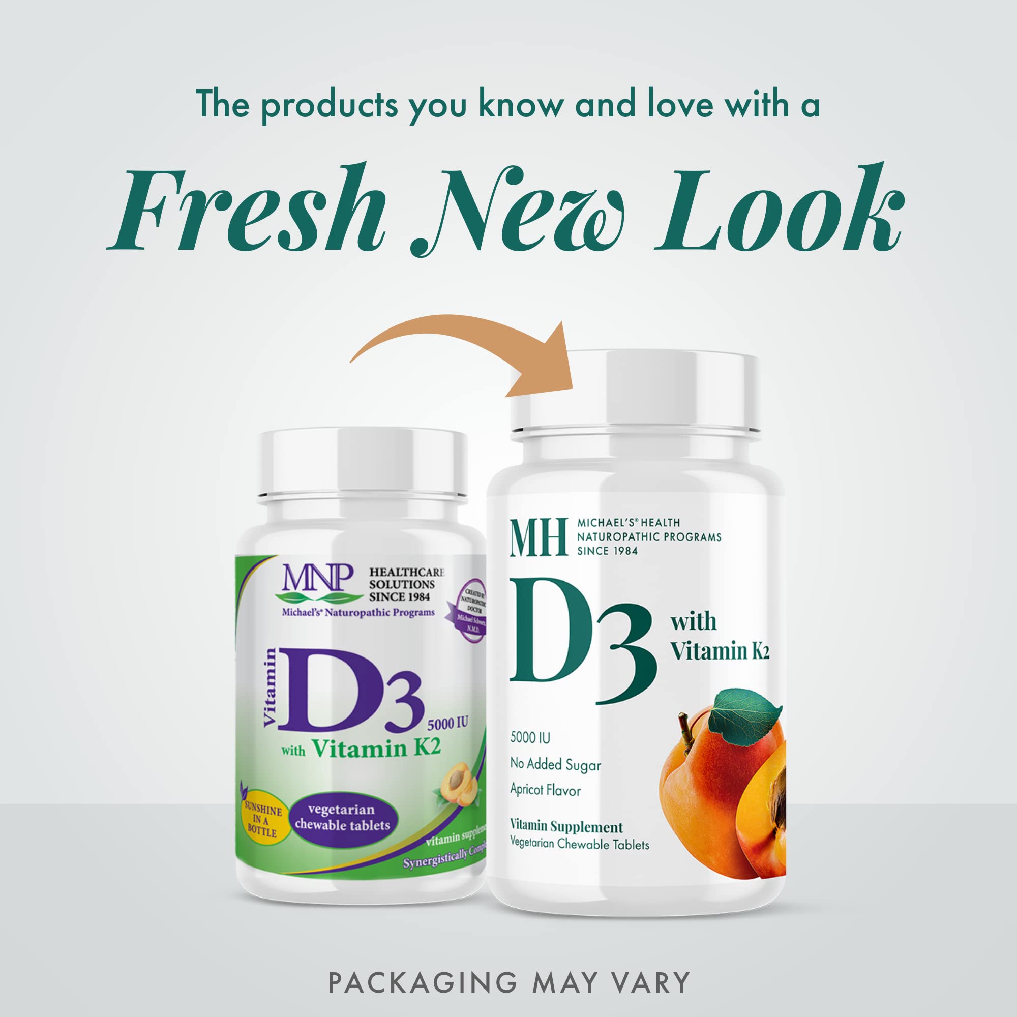 MICHAEL'S D3K2 vegetarian tablets highlight plant-based formulation for bone support.