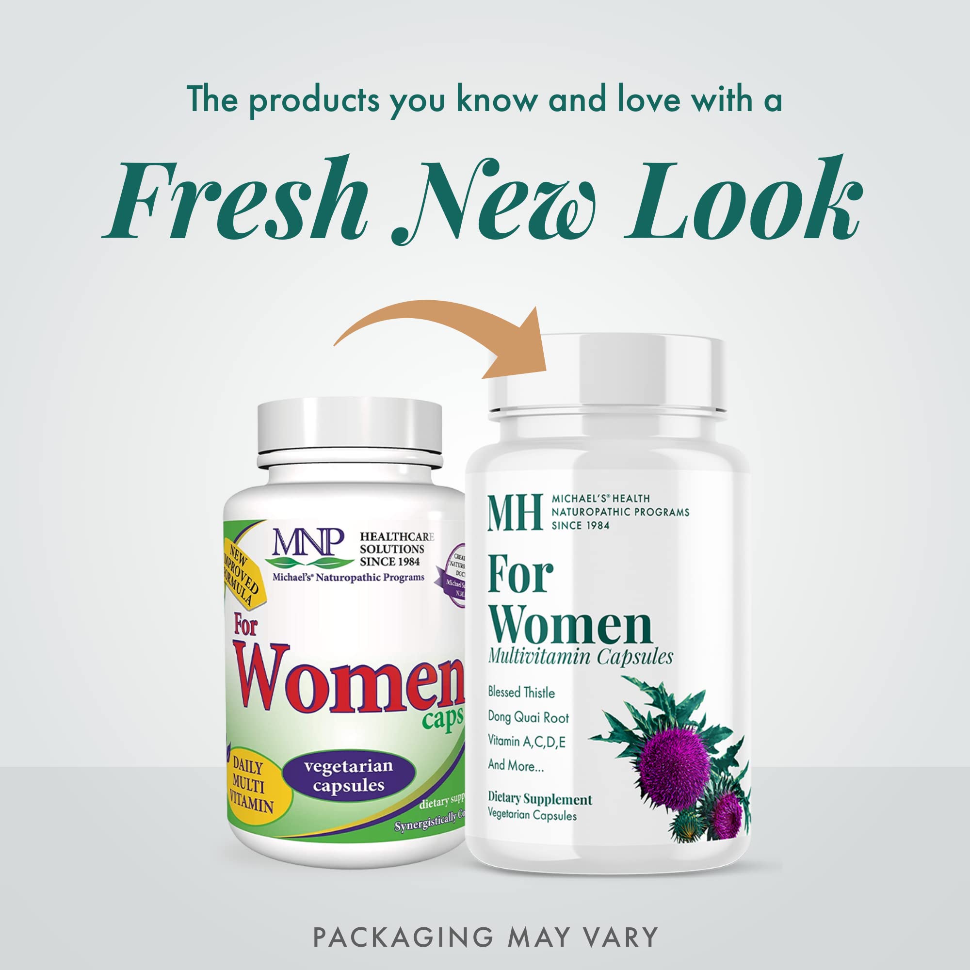 MICHAEL'S vitamin bottle label design showcasing ingredients and benefits.