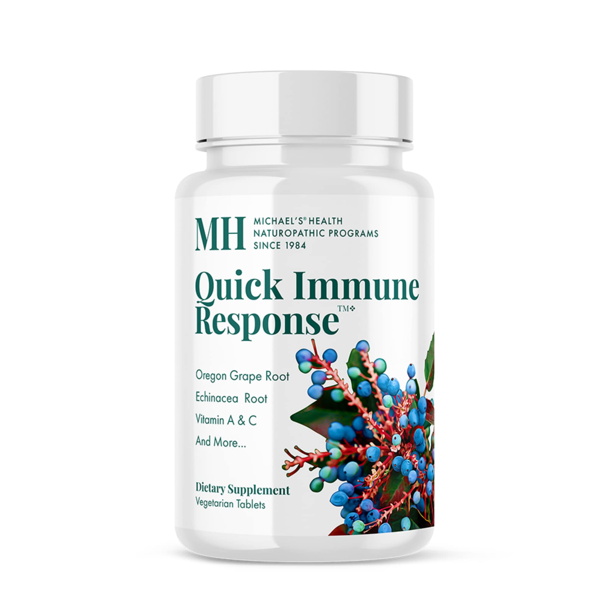 Michael's Quick Immune Response bottle front for easy on-the-go immune support.