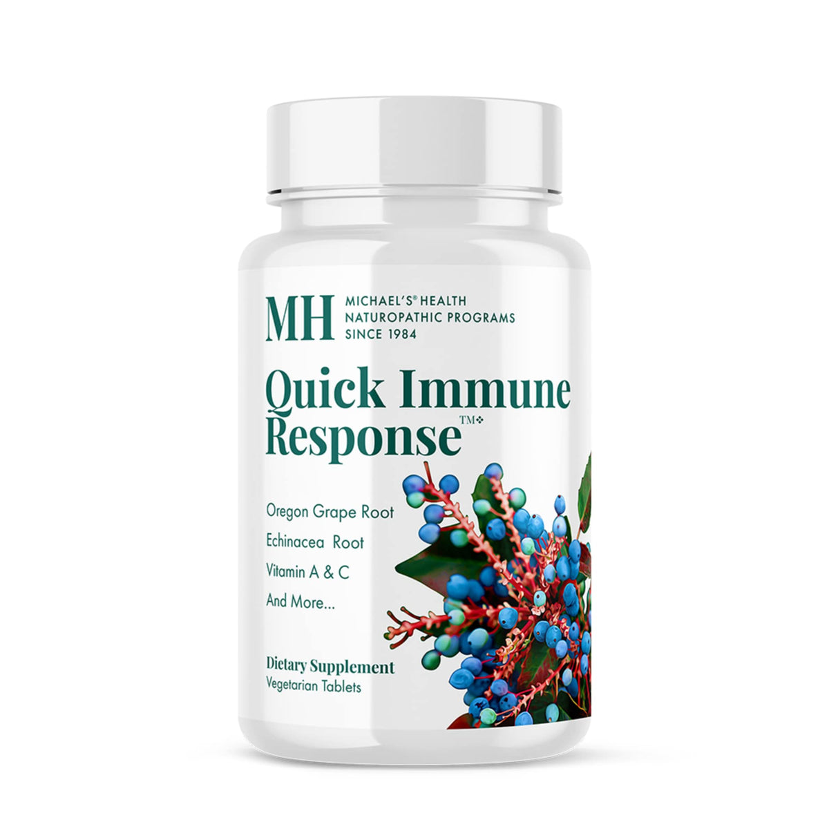 Michael's Quick Immune Response bottle front for easy on-the-go immune support.