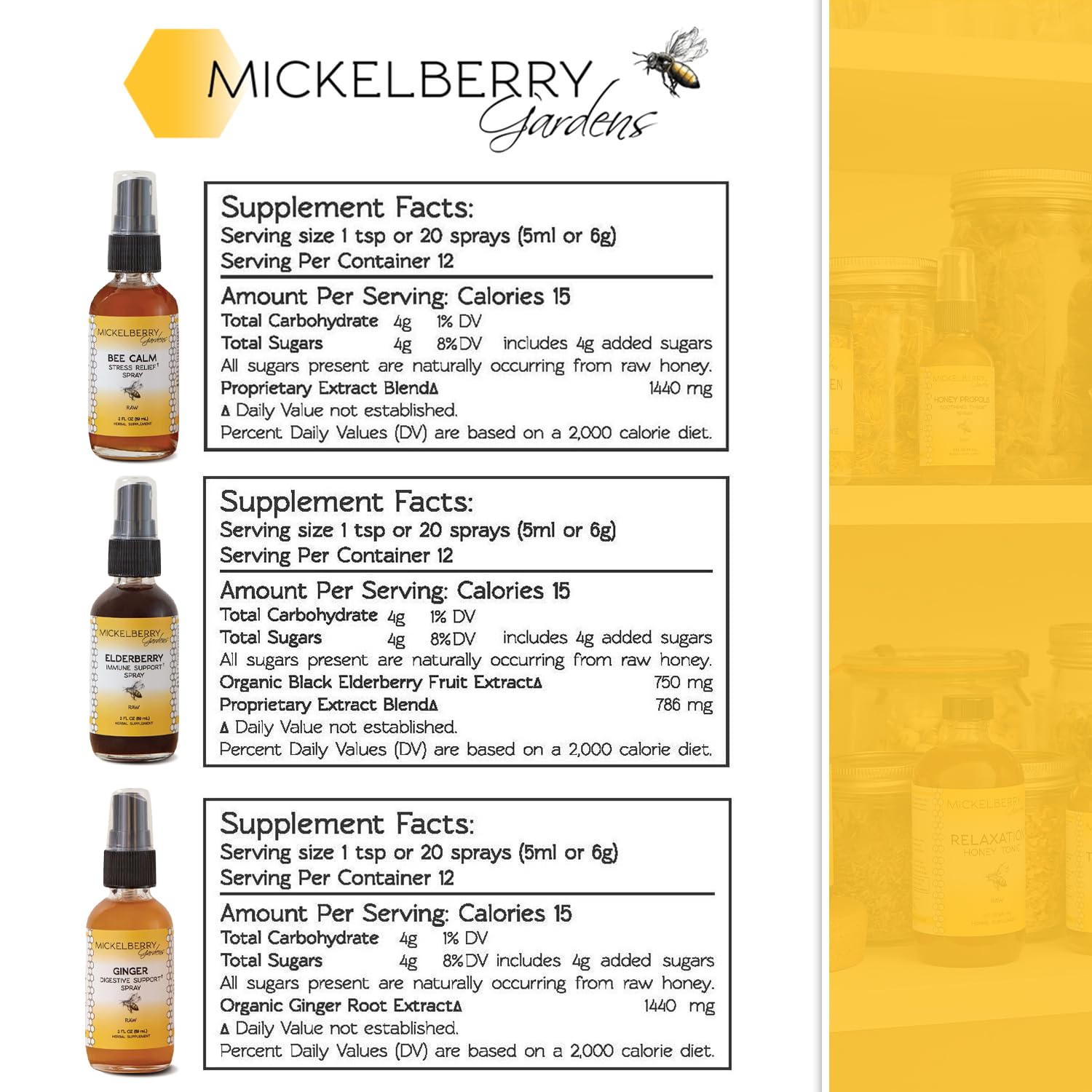 Mickelberry Gardens gift set close-up shows premium organic labeling.