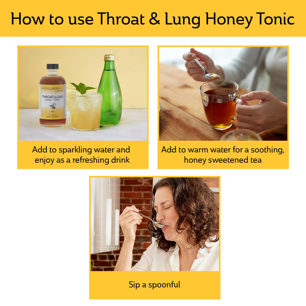 Mickelberry Gardens Honey Tonic stirred into tea for warm comfort