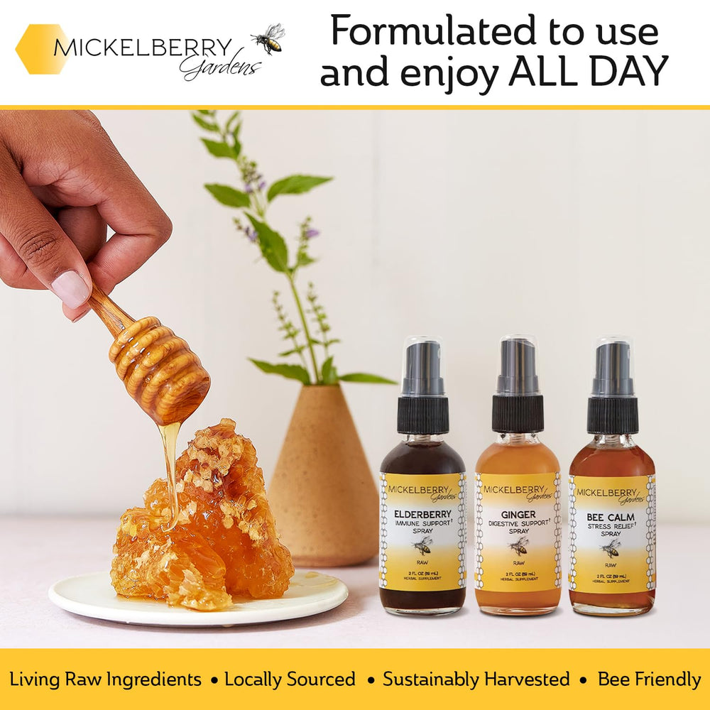 Mickelberry Gardens immune support spray bottle, convenient daily use.