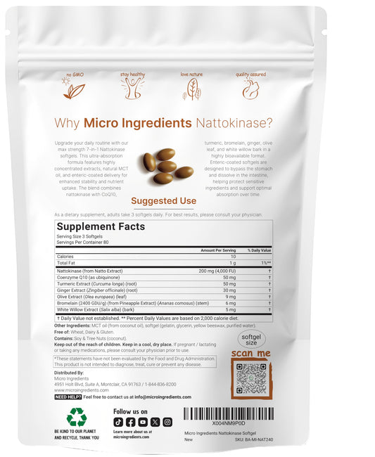 Micro Ingredients 7-in-1 formula packaging with CoQ10 and turmeric for daily vitality.