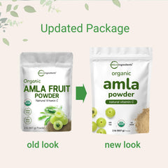 Scoop of Micro Ingredients amla powder ready to blend into beverages.