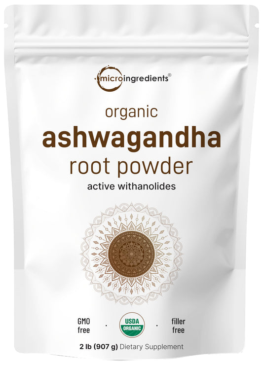Micro Ingredients ashwagandha root powder 2lb pack for easy daily use.
