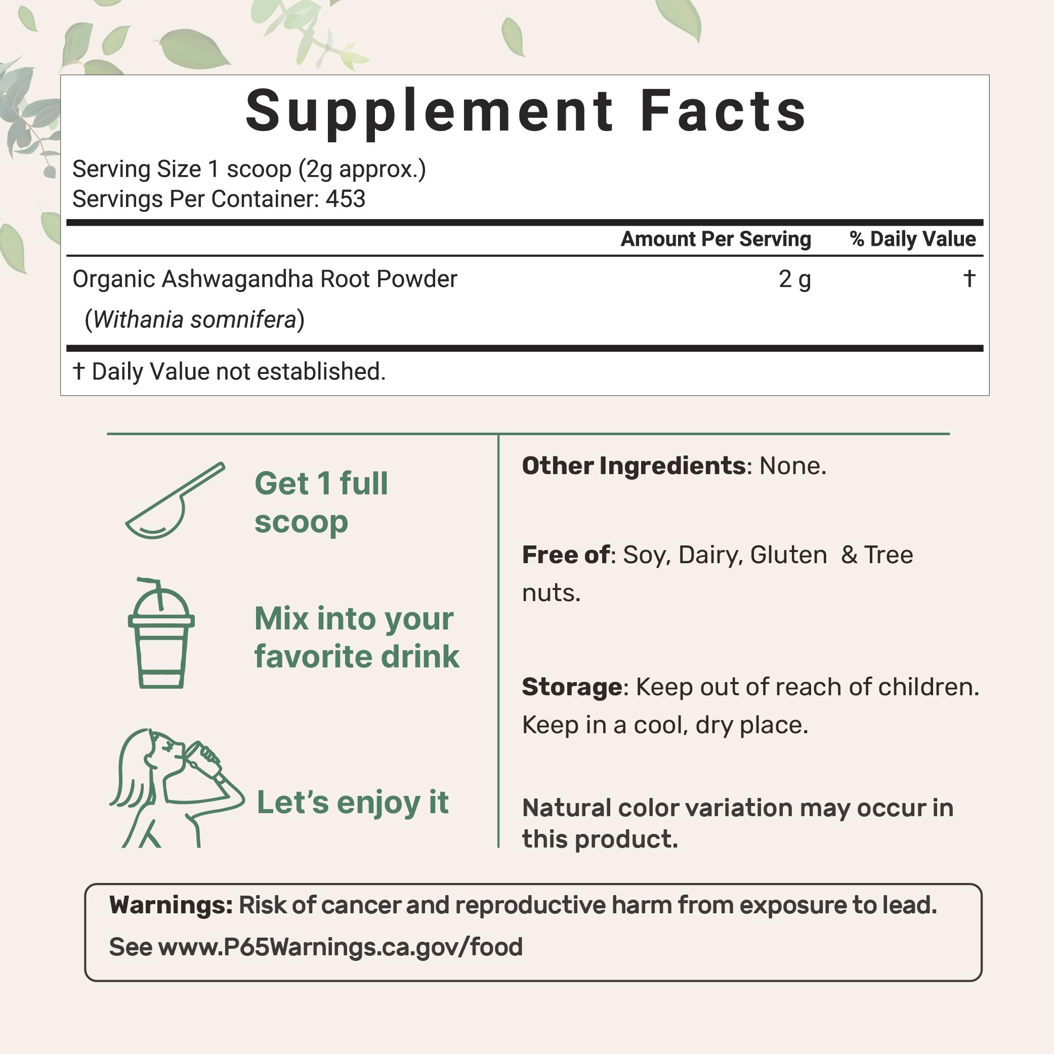 Micro Ingredients ashwagandha powder scoop image for precise measurement.
