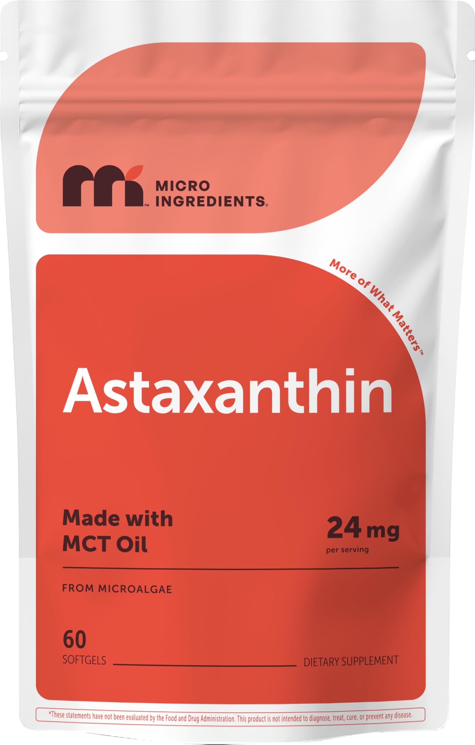 Micro Ingredients Astaxanthin softgels bottle for daily antioxidant support.