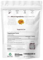 Micro Ingredients black seed oil softgels capsules closeup showing premium oil content