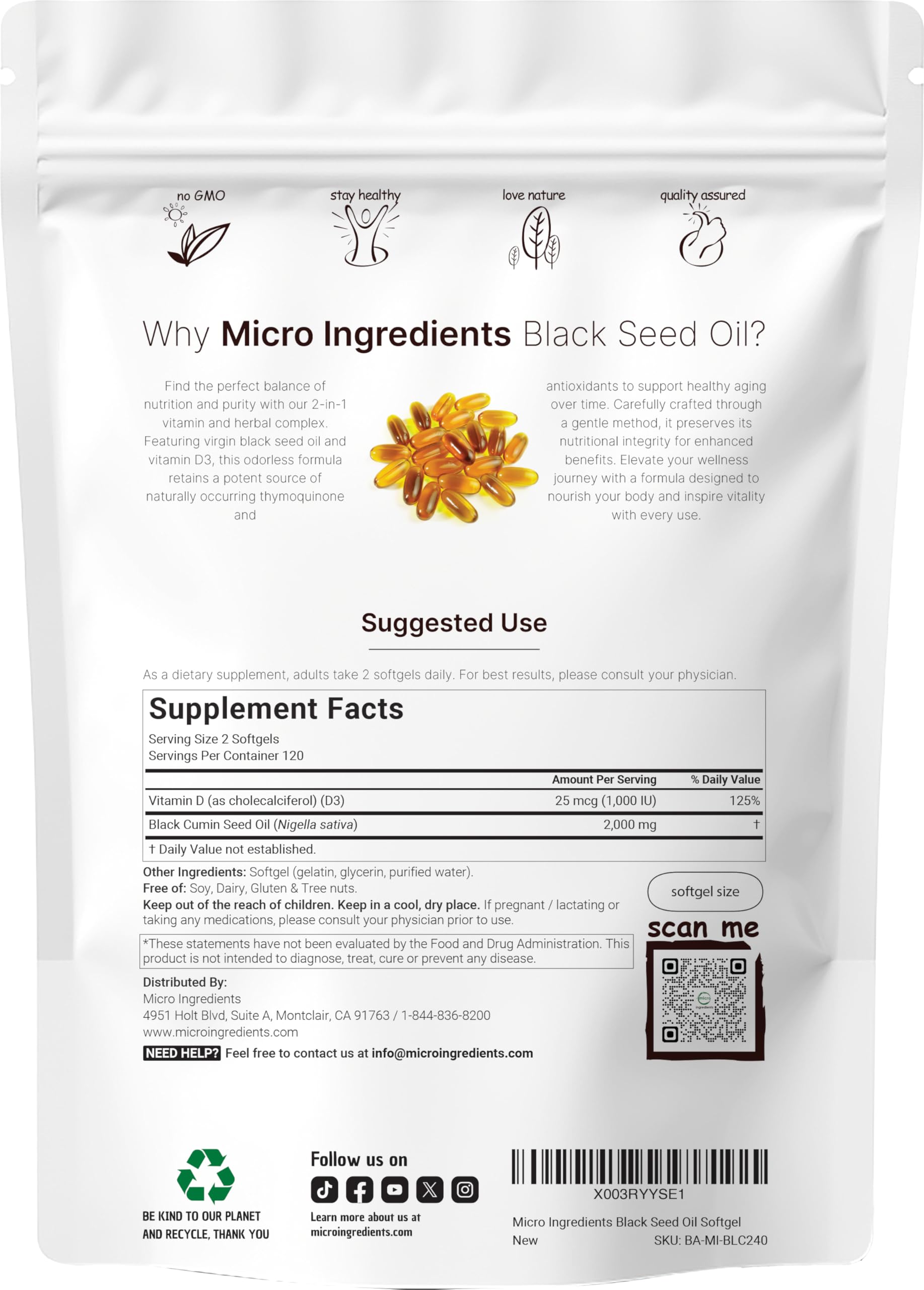 Micro Ingredients black seed oil softgels ready to take on the go