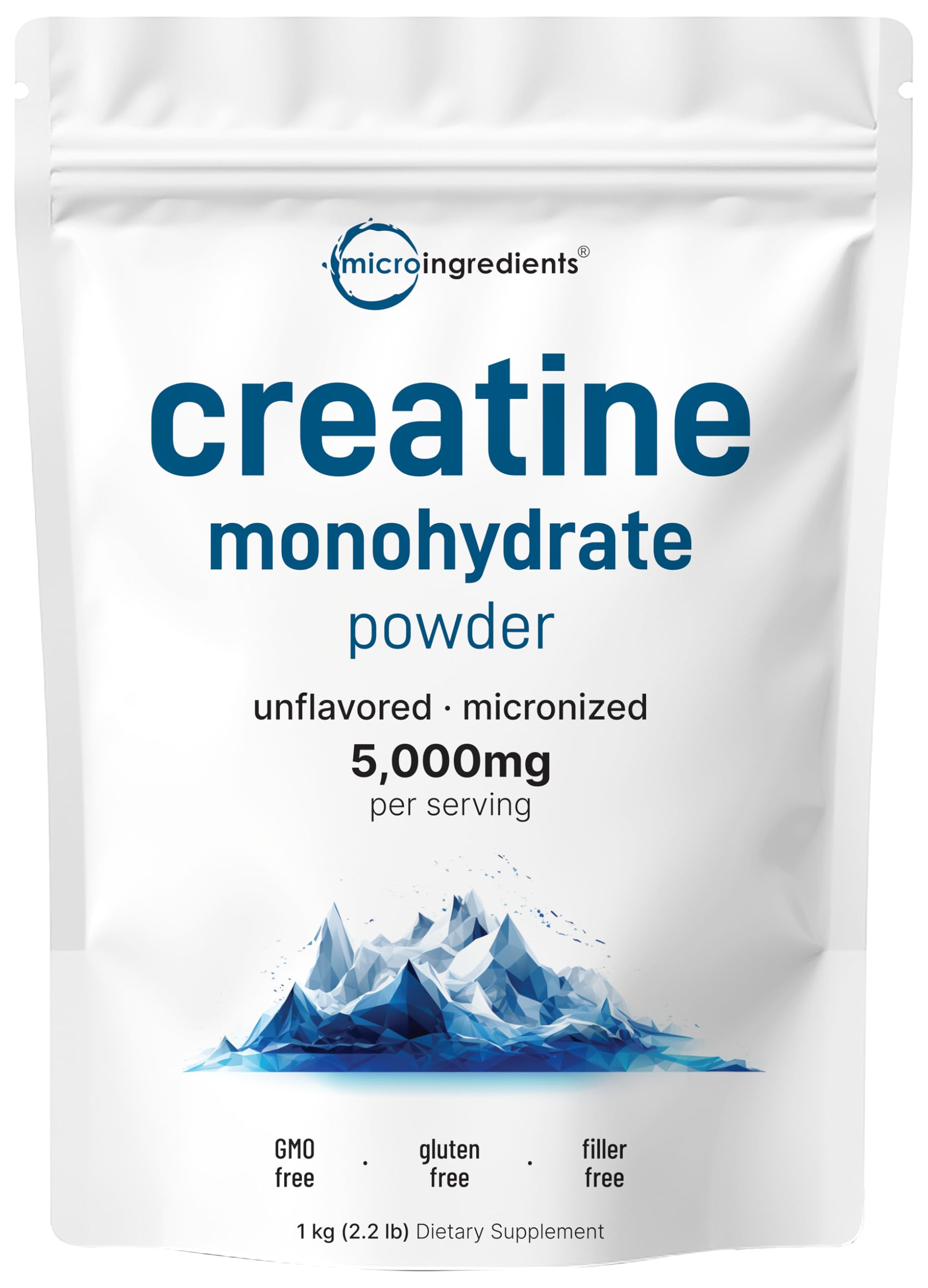 Micro Ingredients Creatine Monohydrate Powder bag front view for easy mixing.