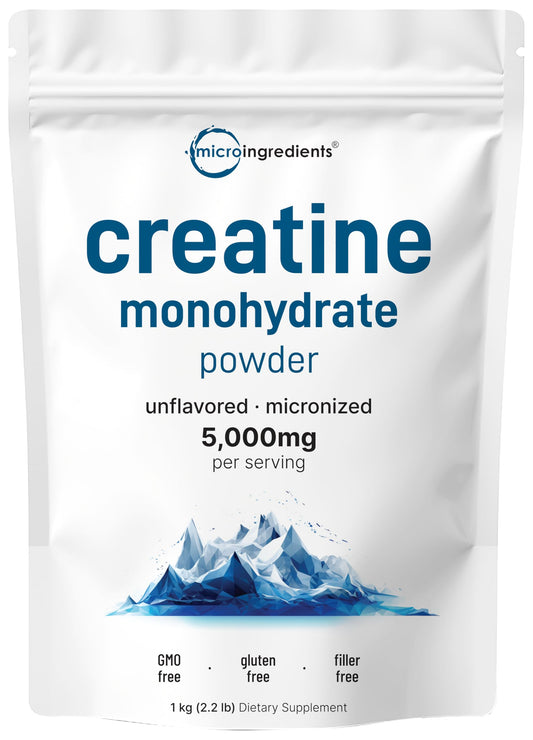 Micro Ingredients Creatine Monohydrate Powder bag front view for easy mixing.