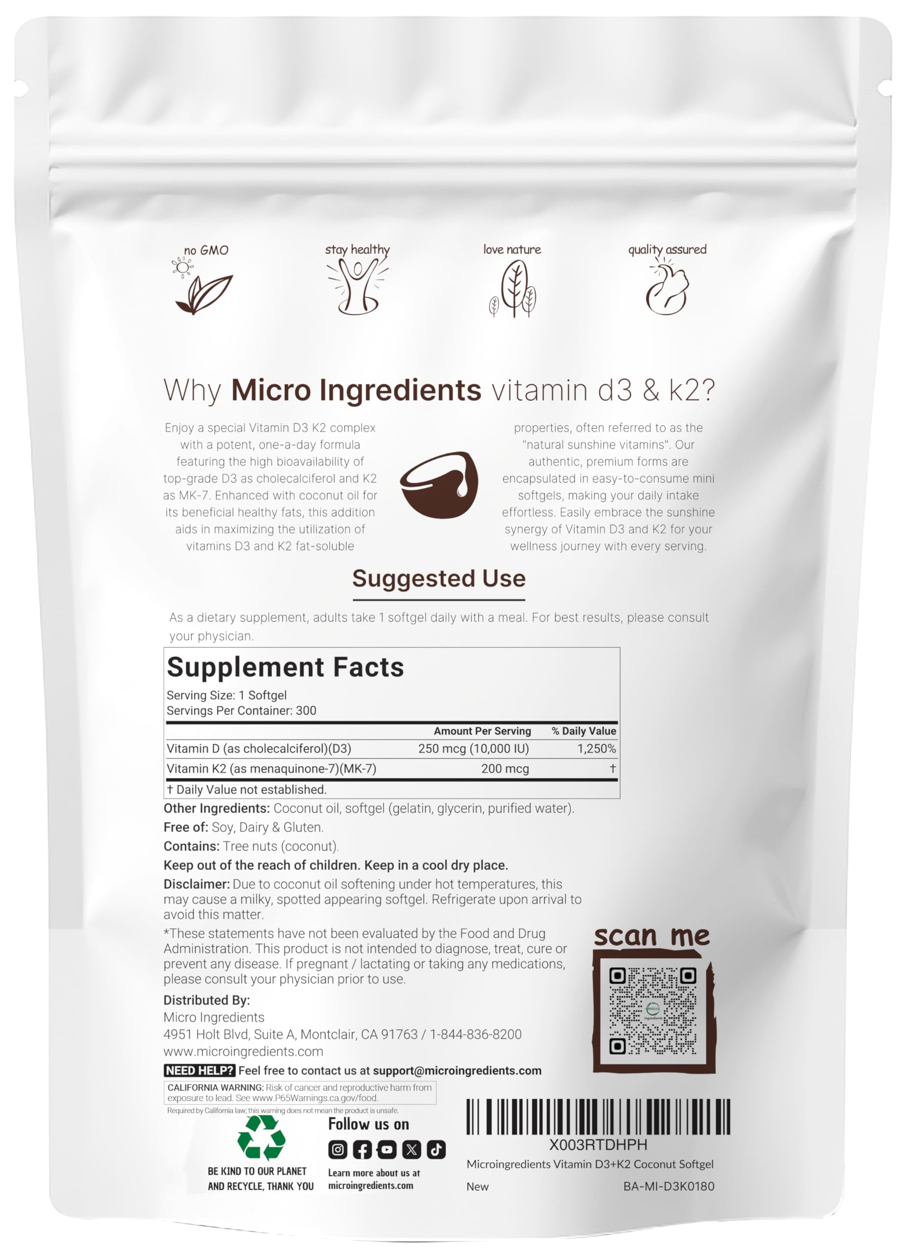 Vitamin D3 K2 capsules in coconut oil carrier aiding fat-soluble nutrient delivery.