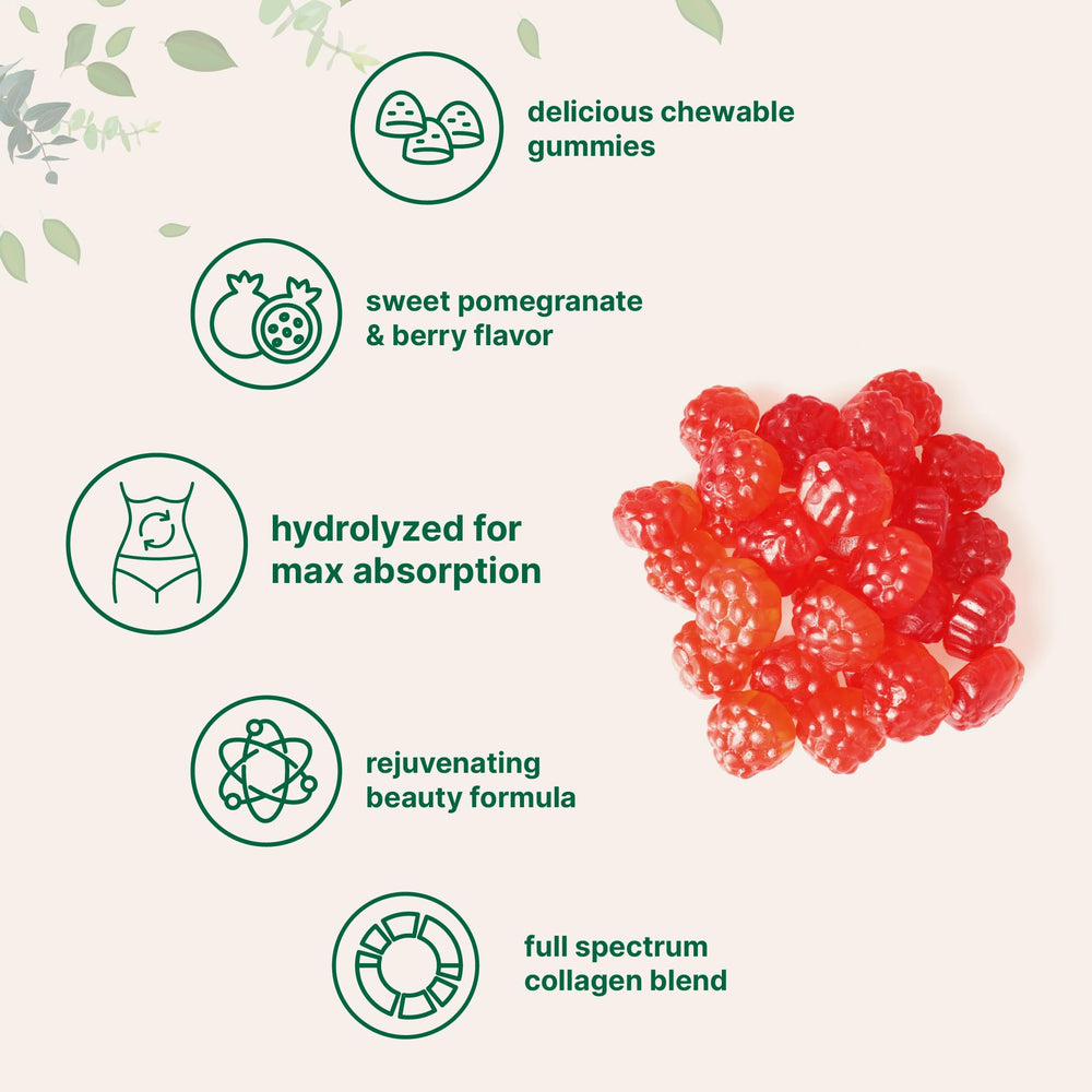 Gummies on kitchen counter for daily wellness routine with water.