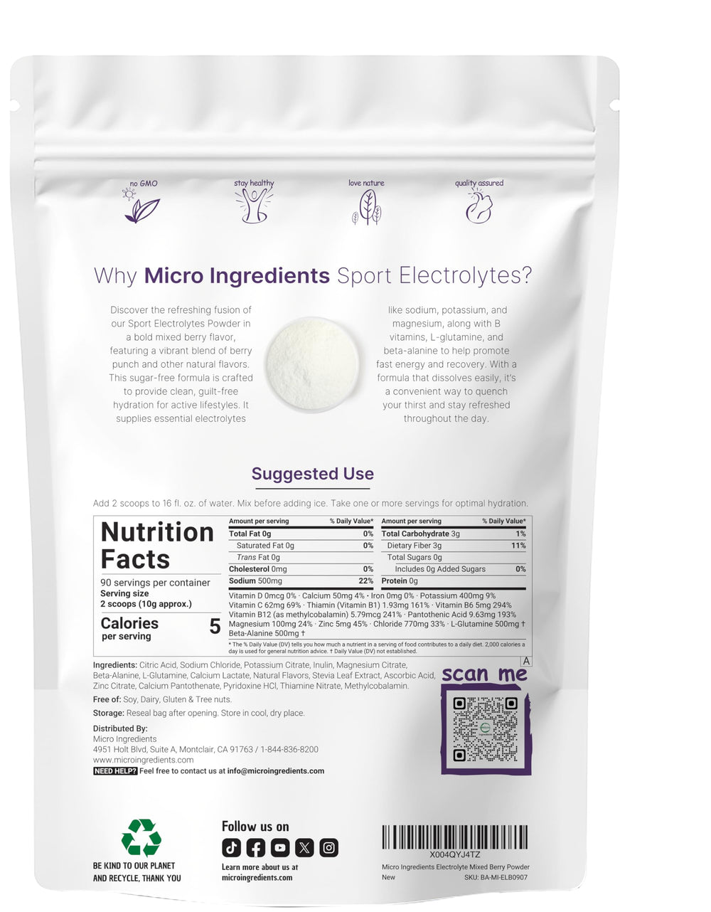Micro Ingredients Electrolytes Powder Berry Punch is poured into a glass for quick hydration.