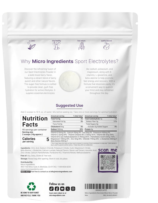 Micro Ingredients Electrolytes Powder Berry Punch is poured into a glass for quick hydration.