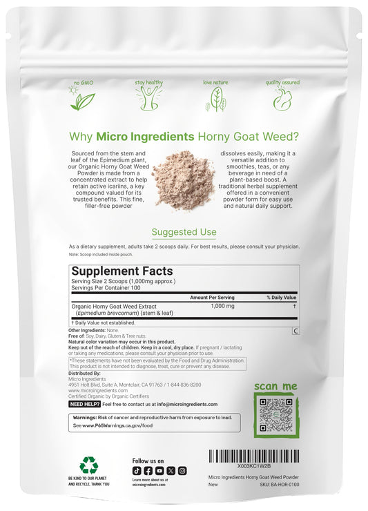 Micro Ingredients epimedium powder scoop demonstrates precise measurement for consistent daily use.