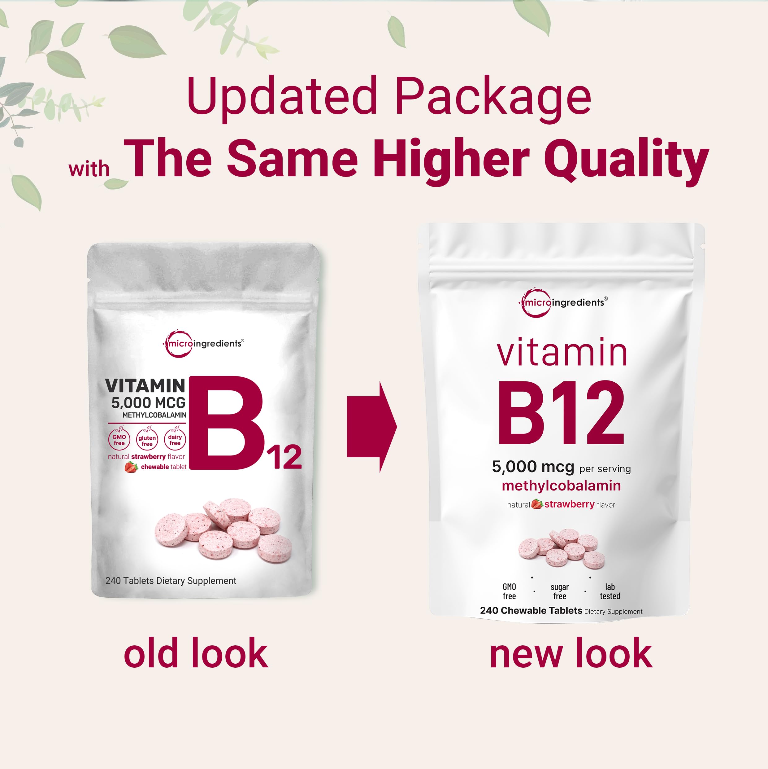 Micro Ingredients fast dissolve B12 chewable with strawberry flavor on the go