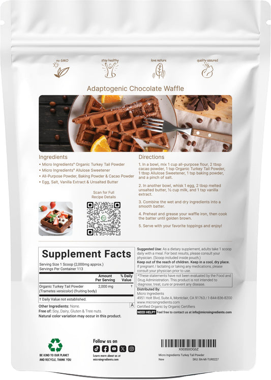 Micro Ingredients freeze-dried turkey tail powder; compact container preserves polysaccharides.