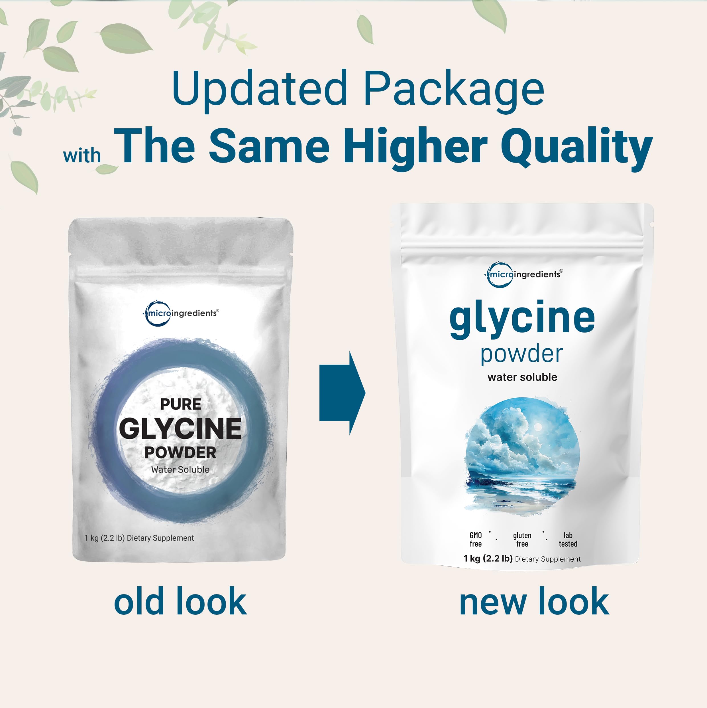 Close-up of glycine powder texture shows fine, easy-mix crystals