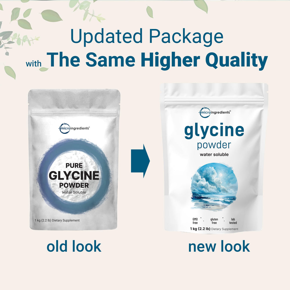 Close-up of glycine powder texture shows fine, easy-mix crystals