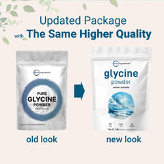 Close-up of glycine powder texture shows fine, easy-mix crystals