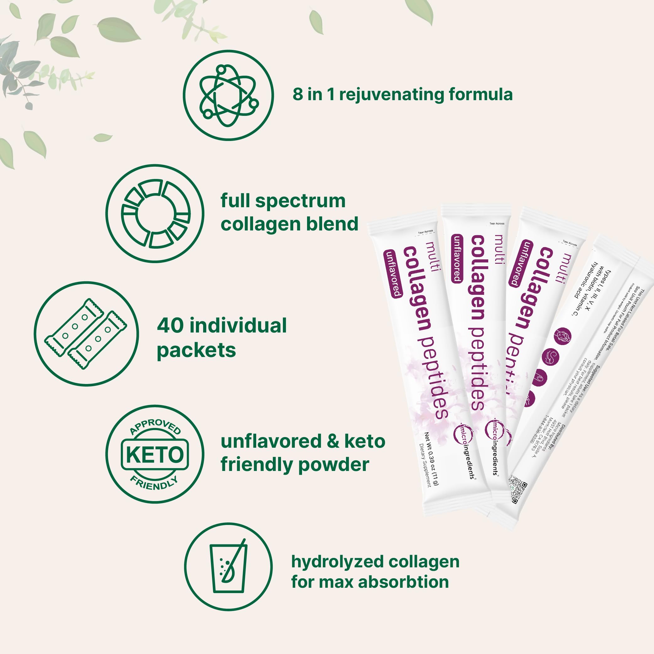 Micro Ingredients hyaluronic acid with biotin and vitamin C for hydration and vitality.