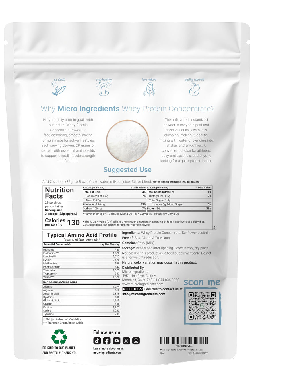 Micro Ingredients whey protein scoop mixing into a shake after training