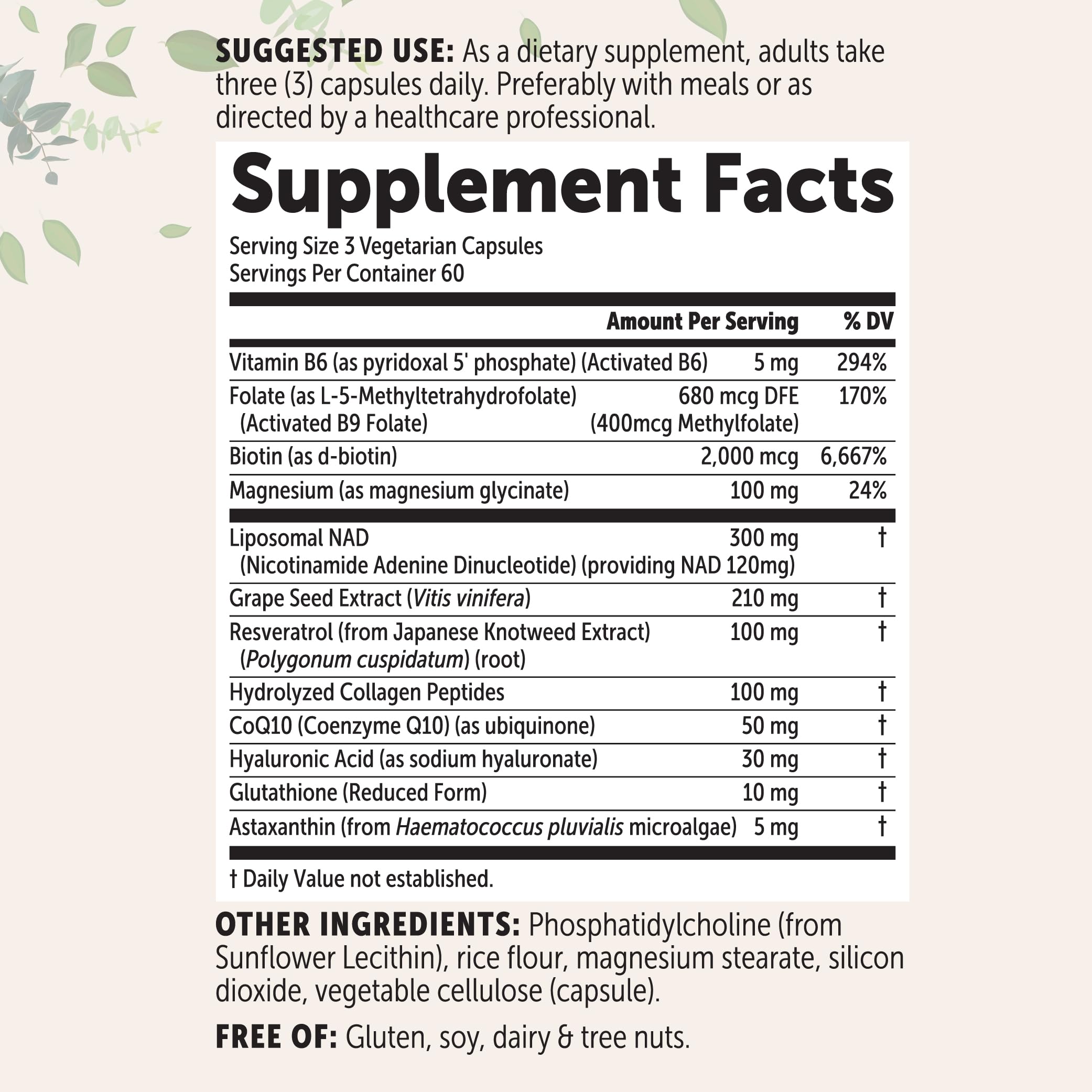 Micro Ingredients Liposomal NAD+ for Women capsules offer convenient daily support in vegetarian form