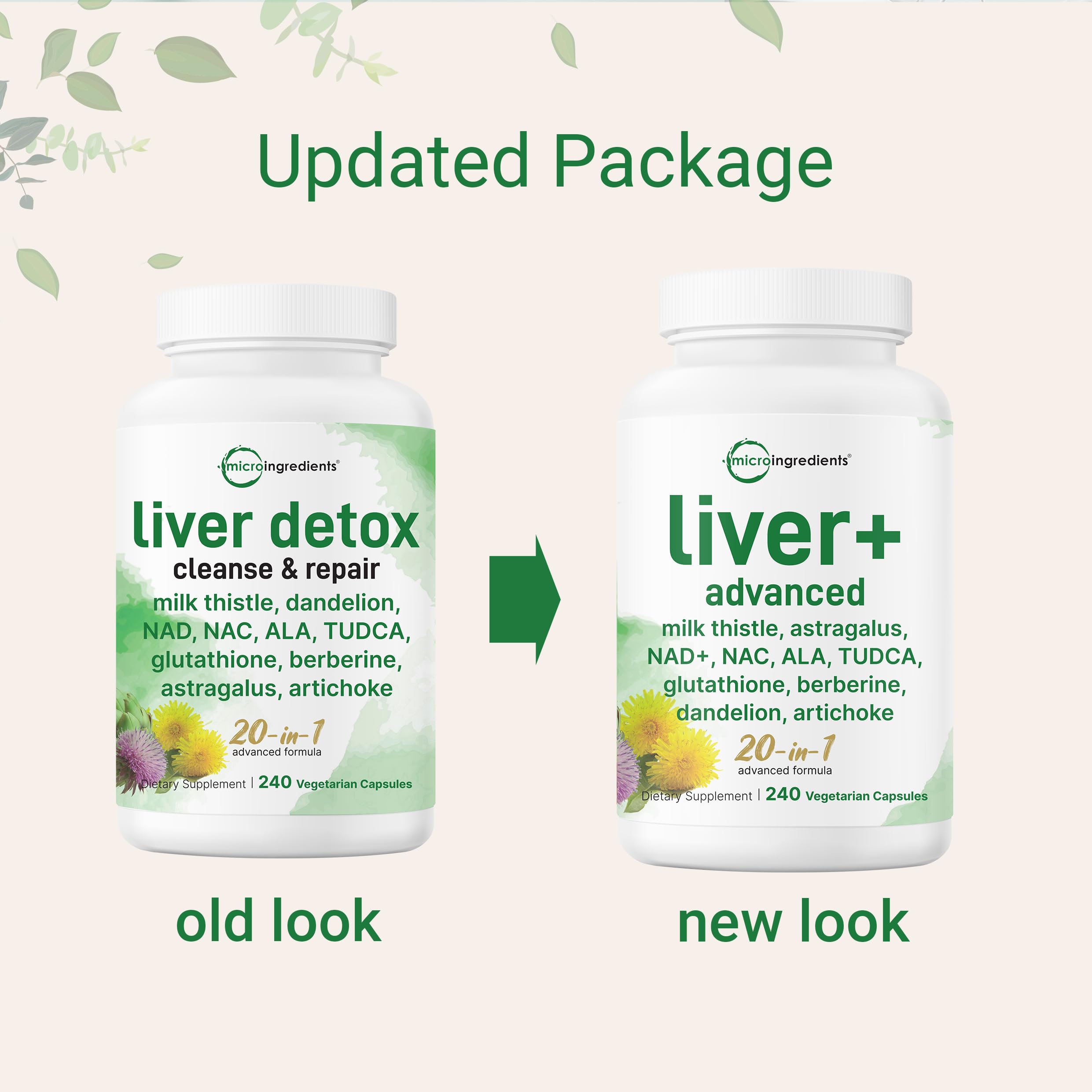 Liver Advanced+ bottle on table highlighting non-GMO and gluten-free formulation