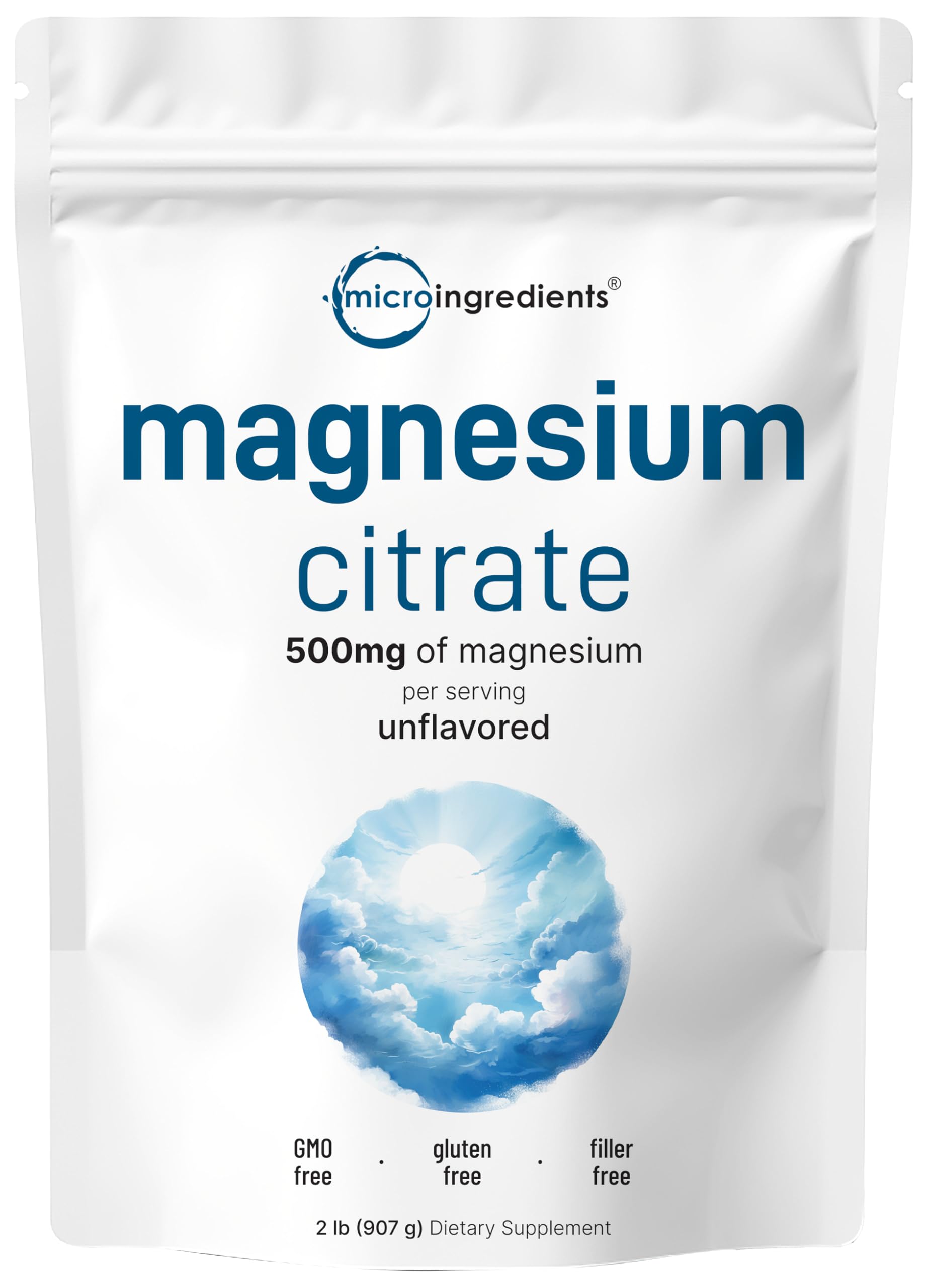 Micro Ingredients magnesium citrate powder 2 lb jar with fine texture for daily use