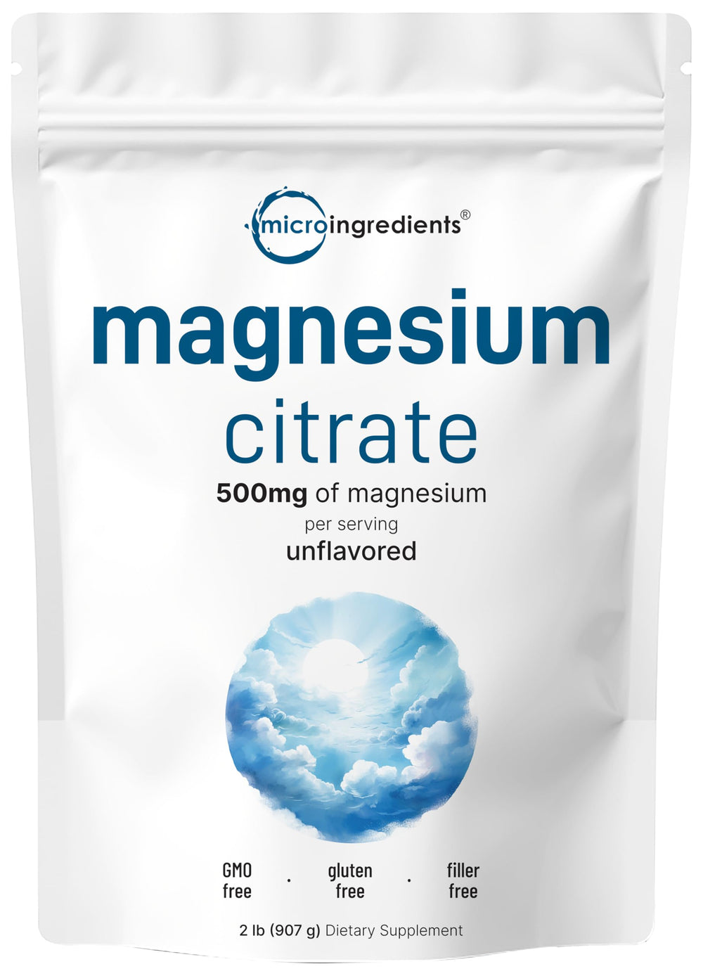 Micro Ingredients magnesium citrate powder 2 lb jar with fine texture for daily use