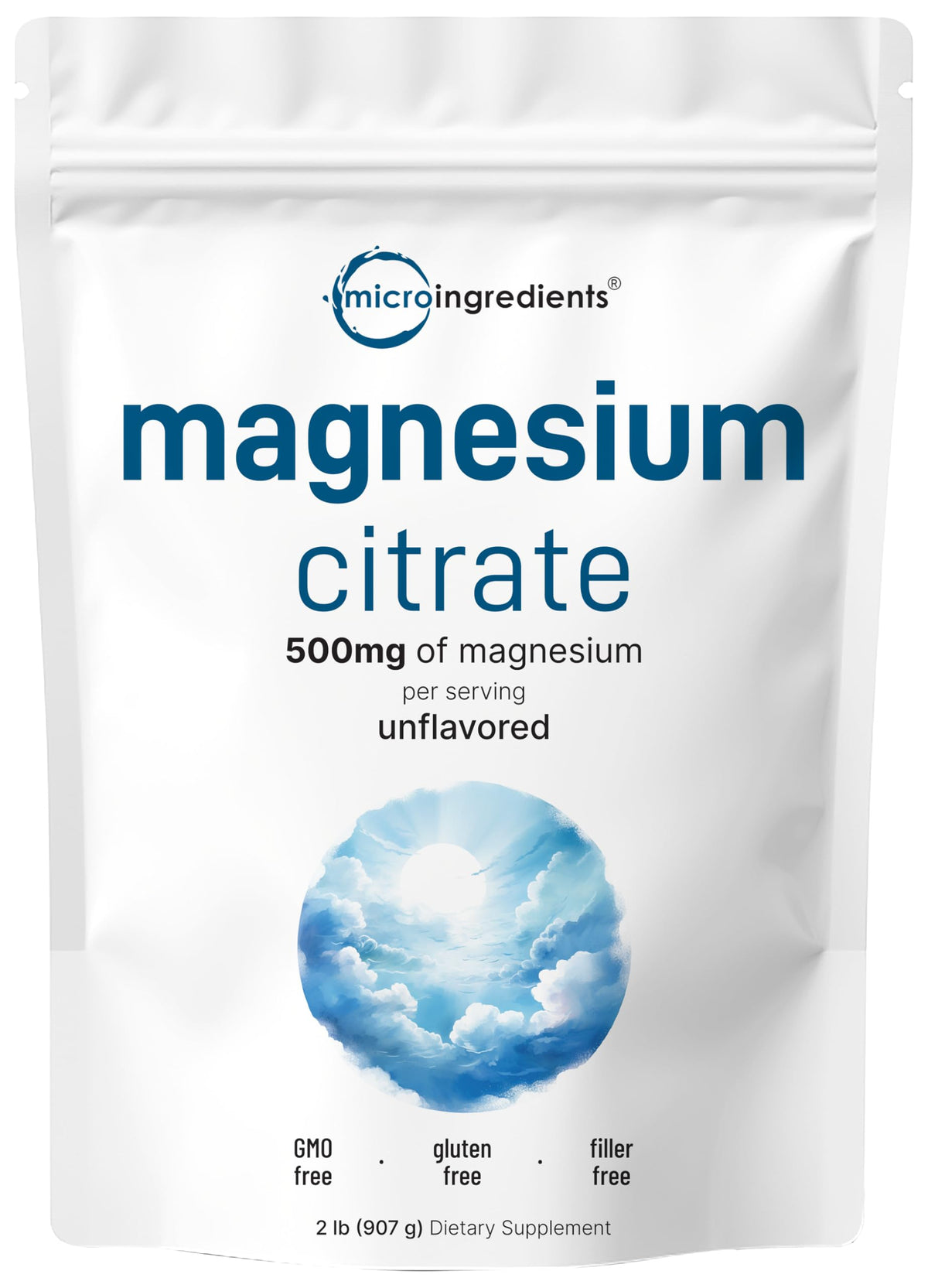 Micro Ingredients magnesium citrate powder 2 lb jar with fine texture for daily use