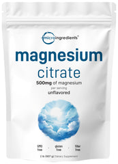 Micro Ingredients magnesium citrate powder 2 lb jar with fine texture for daily use