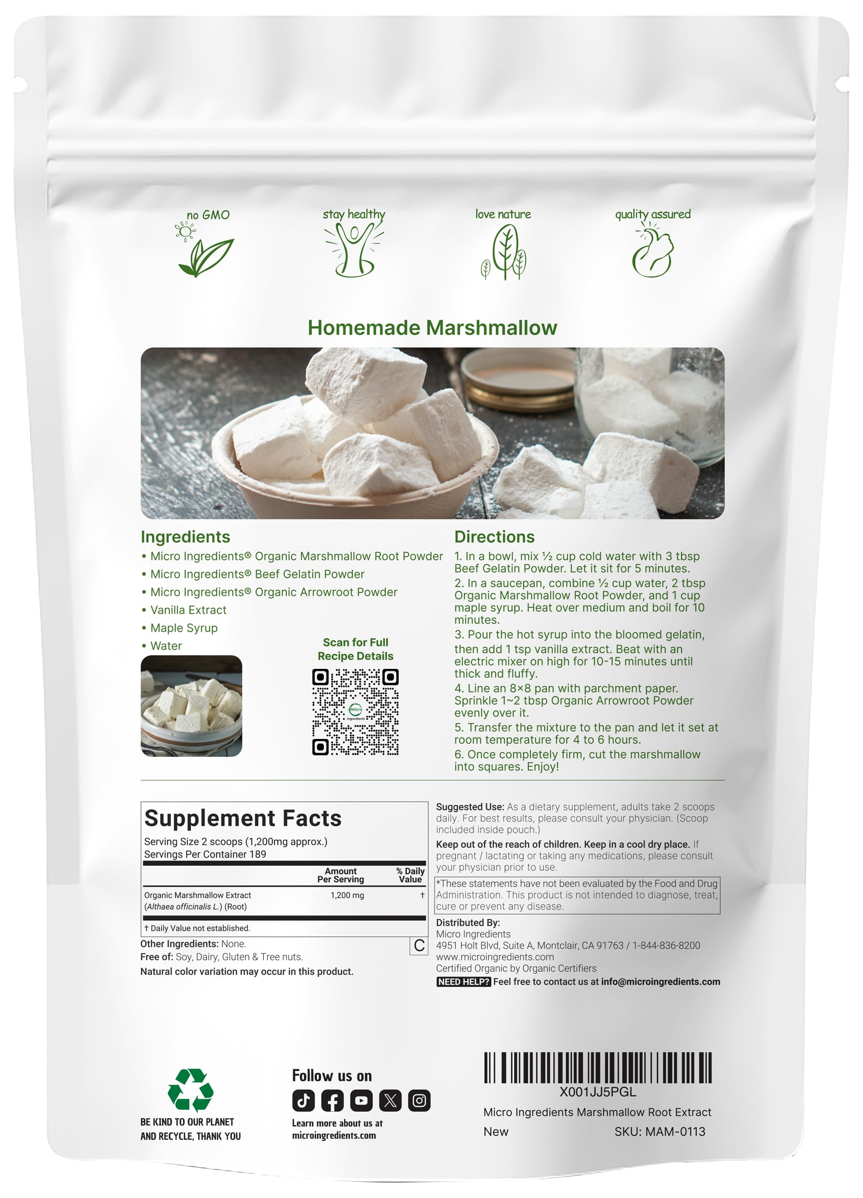 Spoonful of Micro Ingredients marshmallow root powder ready for use.
