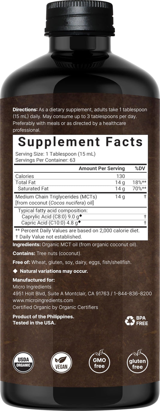 Pouring Micro Ingredients MCT Oil into coffee for smoother taste and steady energy.