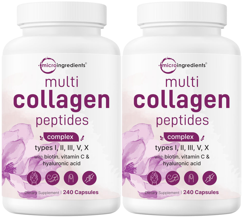 Micro Ingredients multi collagen bottle shown for daily use and versatility