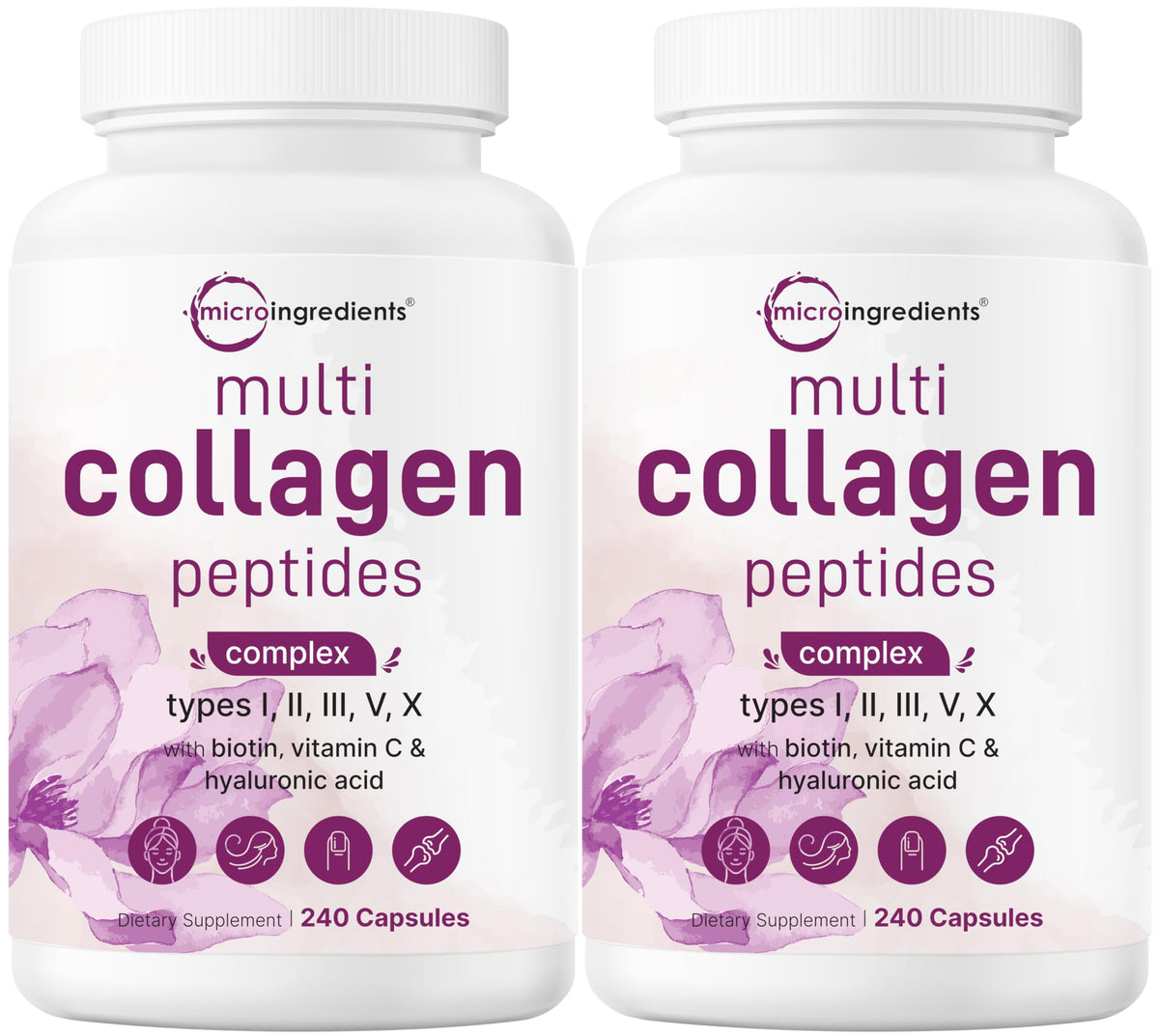 Micro Ingredients multi collagen bottle shown for daily use and versatility