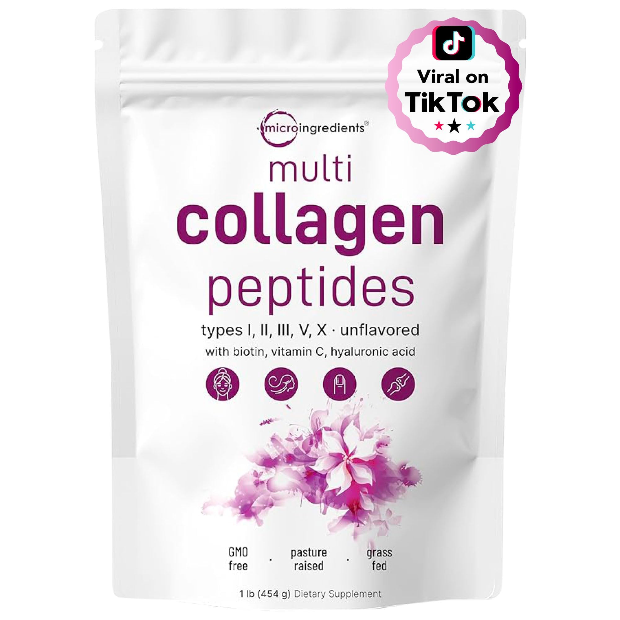 Micro Ingredients Multi Collagen Peptides Powder bottle shown for easy beverage mixing
