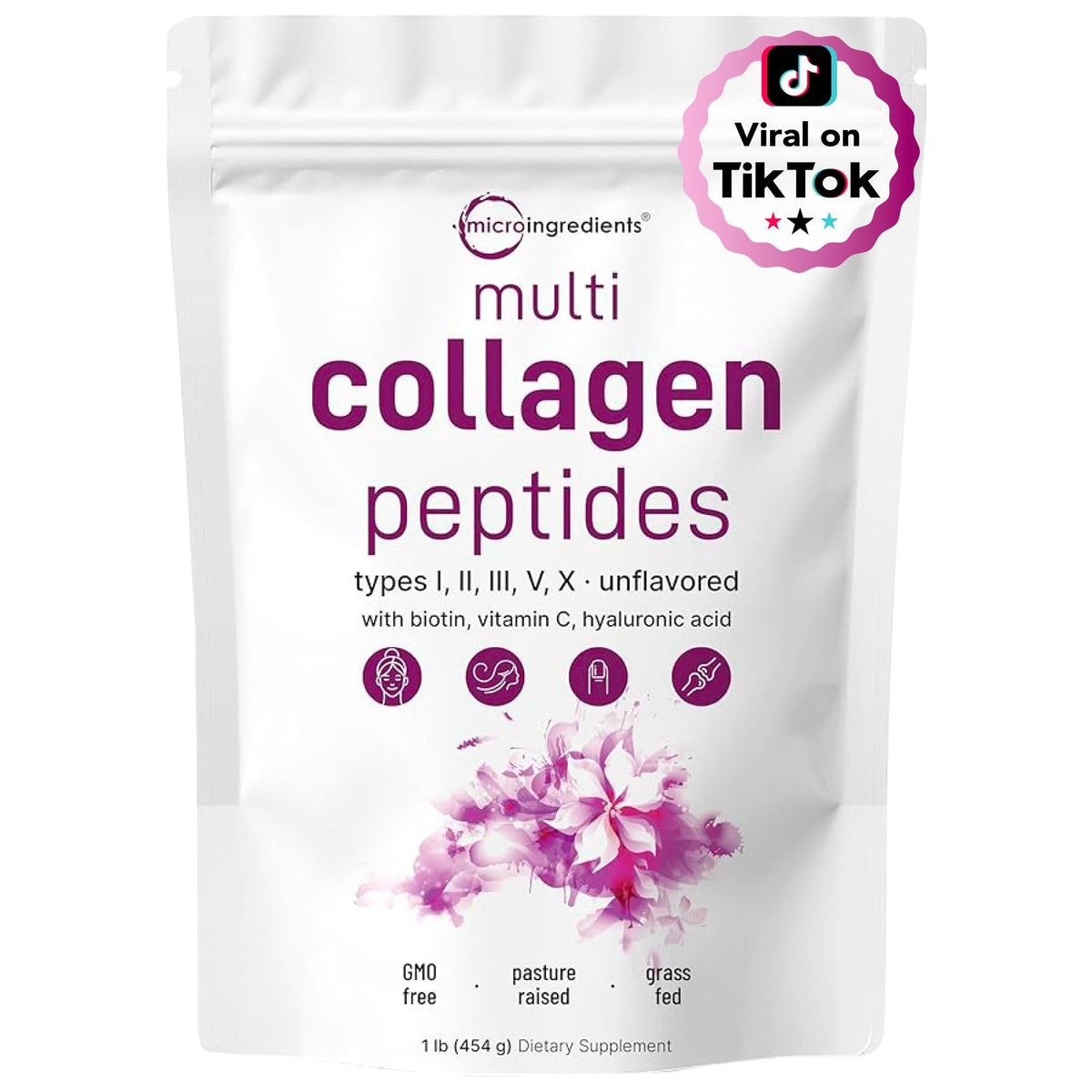 Micro Ingredients Multi Collagen Peptides Powder bottle shown for easy beverage mixing