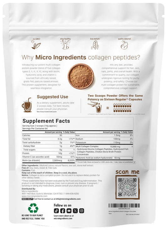 Micro Ingredients Multi Collagen Powder chocolate scoop for easy daily use